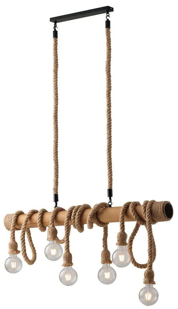 Φωτιστικό Οροφής - Ράγα I-Rope-S6 Natural-Black Luce Ambiente Design Σχοινί,Μέταλλο