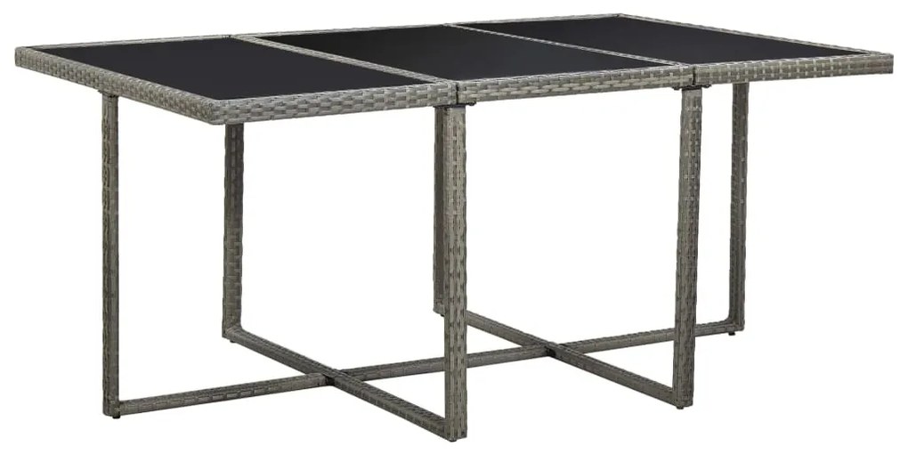 vidaXL Σετ Τραπεζαρίας Εξ. Χώρου 11 τεμ. Γκρι Συνθ. Ρατάν με Μαξιλάρια