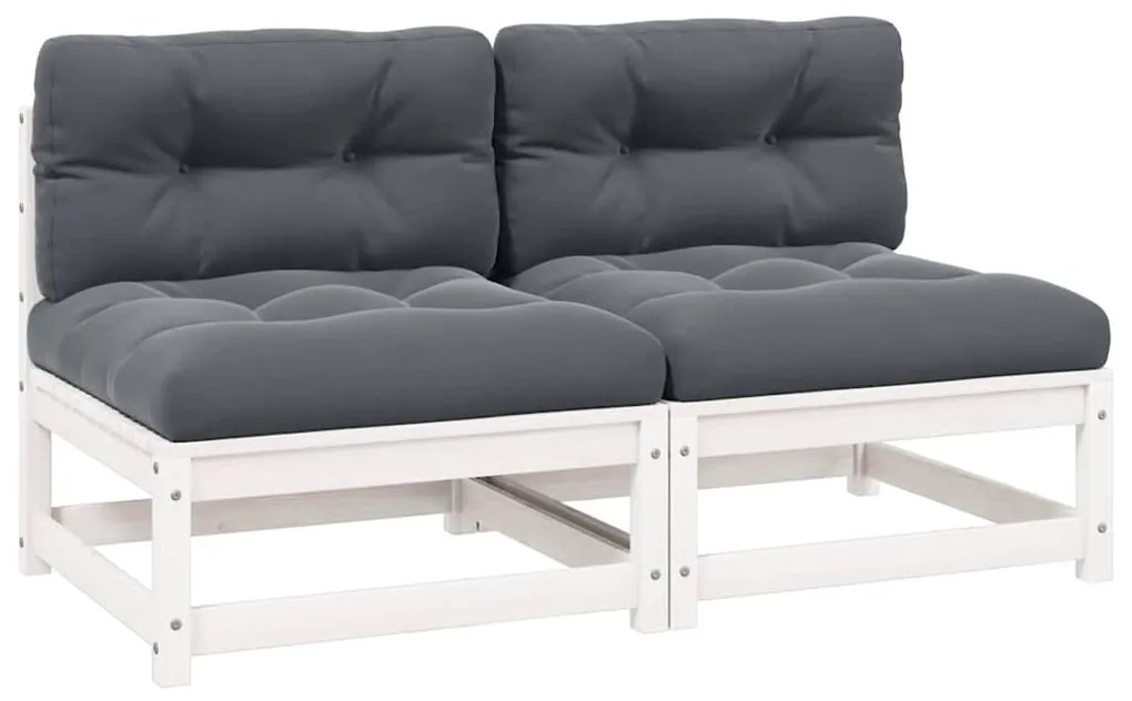 vidaXL Καναπέδες Κήπου Μεσαίοι 2 τεμ. Ξύλο Πεύκου με Ανθρακί Μαξιλάρια