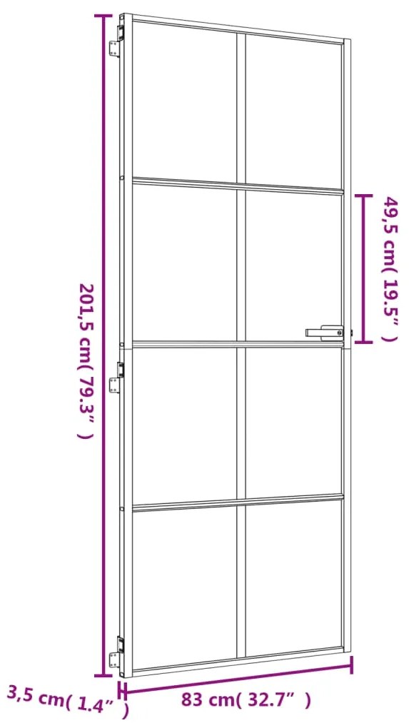 Εσωτερική Πόρτα Χρυσή 83 x 201,5 εκ. Ψημένο Γυαλί &amp; Αλουμίνιο - Μαύρο