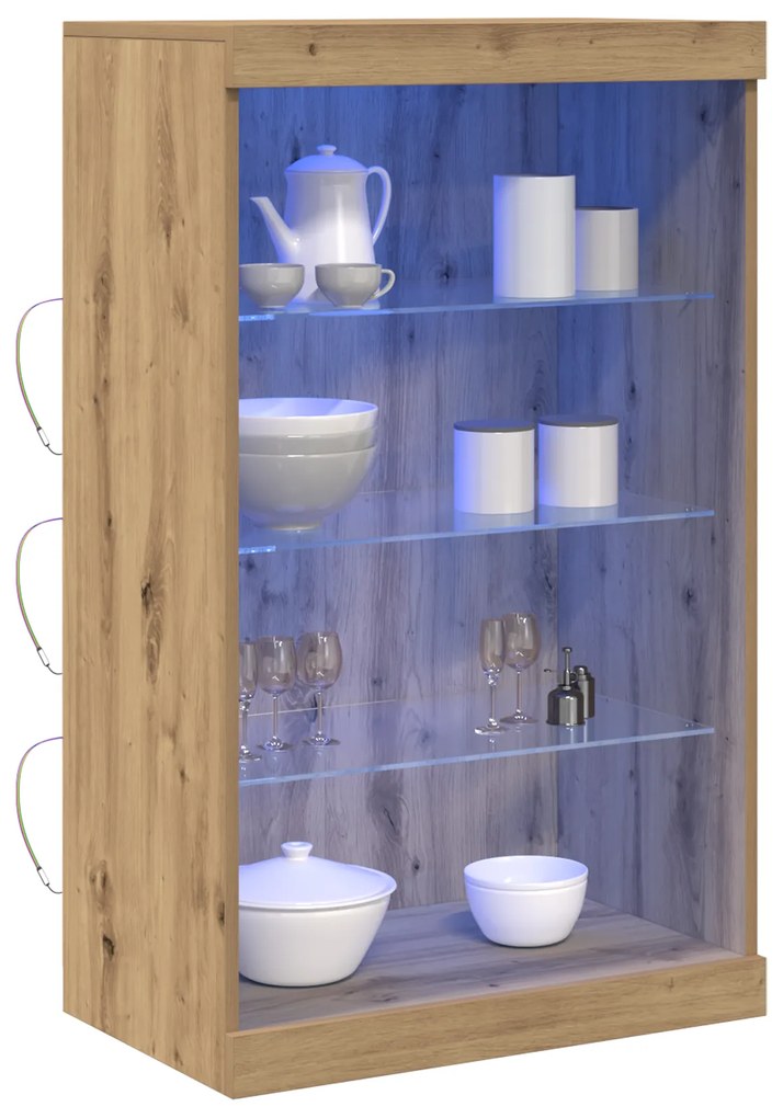 vidaXL Μπουφόνι με LED Φωτισμό Καρυδιά 60,5x37x100 εκ.