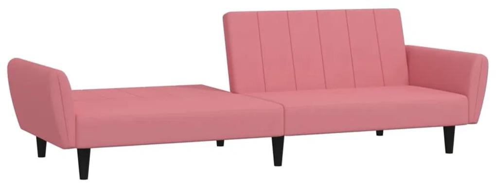 Καναπές Κρεβάτι Διθέσιος Ροζ Βελούδινος - Ροζ