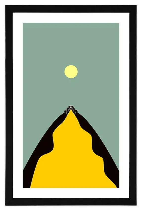 Αφίσα με πασπαρτού Αφηρημένο σχέδιο κορυφής λόφου - 20x30 black
