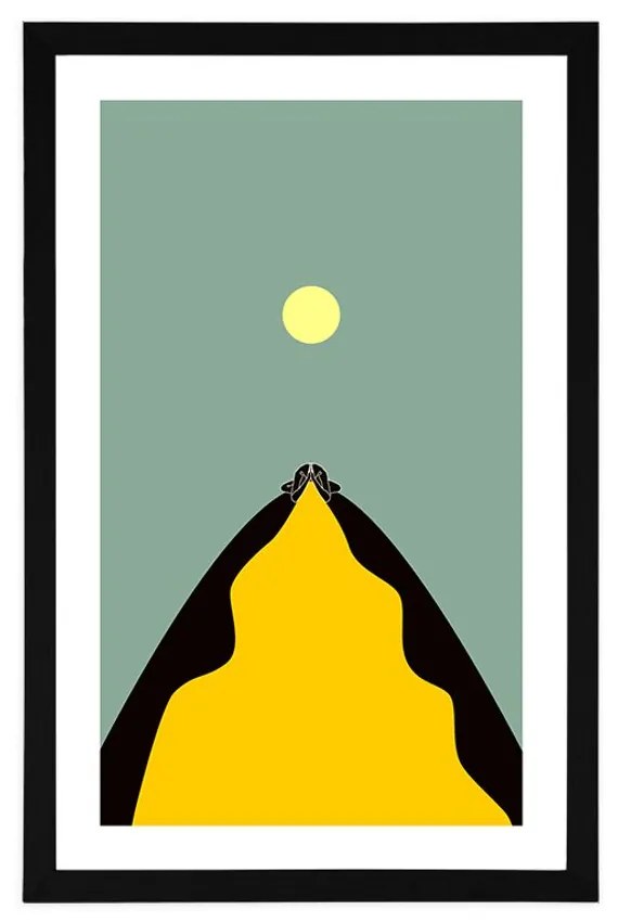 Αφίσα με πασπαρτού Αφηρημένο σχέδιο κορυφής λόφου - 20x30 silver