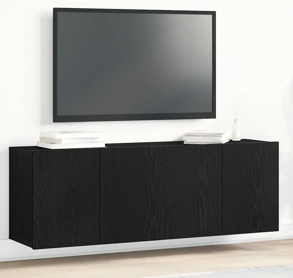 Ντουλάπια Τηλεόρασης 2 τεμ. Μαύρο Δρυς 120x30x41 εκ. από Τεχνητό Ξύλο