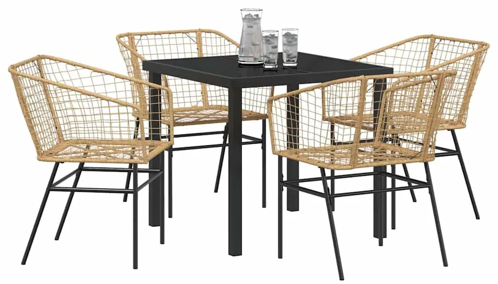 vidaXL Σέτ φαγητού για κήπο 5 pcs Καφέ συνθετικό ρατάν