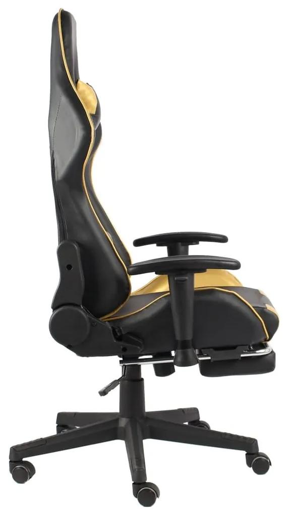 Καρέκλα Gaming Περιστρεφόμενη με Υποπόδιο Χρυσή PVC - Χρυσό