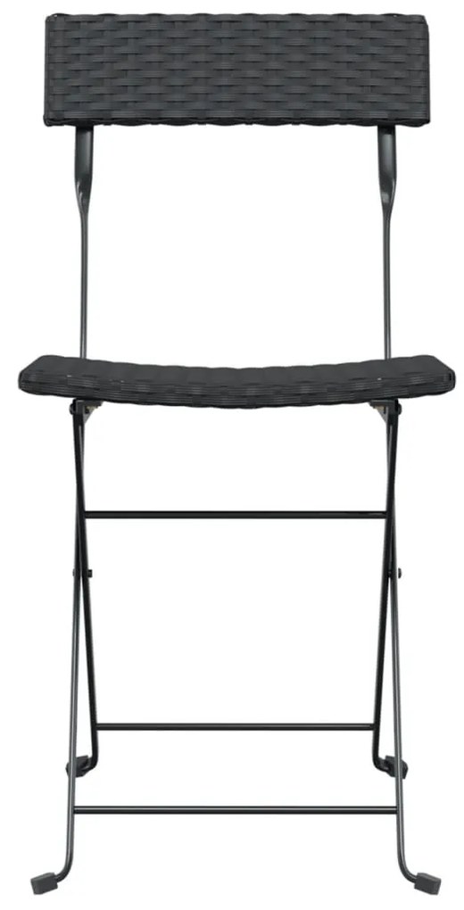 vidaXL Καρέκλες Bistro Πτυσσόμενες 6 τεμ. Μαύρο Συνθετικό Ρατάν&amp;Ατσάλι