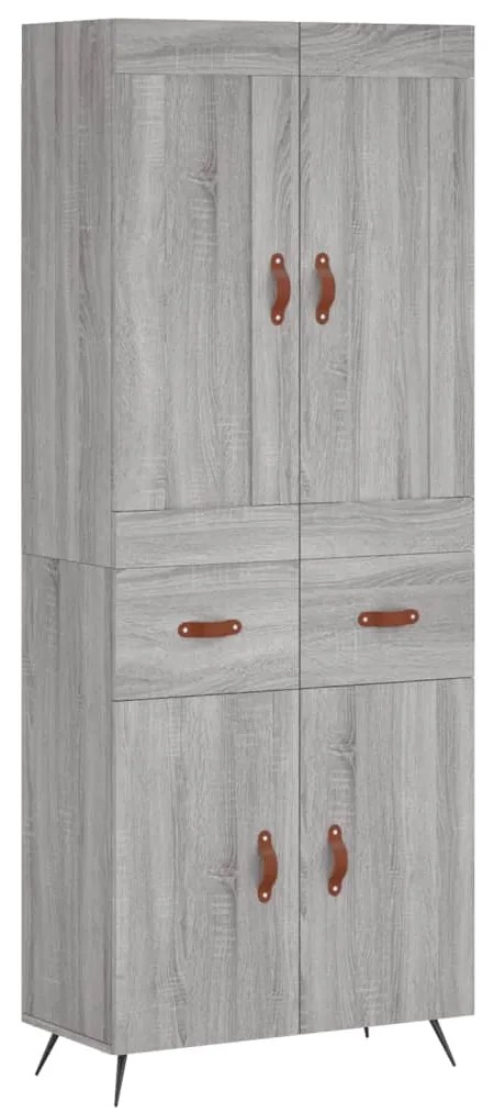 vidaXL Ντουλάπι Γκρι Sonoma 69,5 x 34 x 180 εκ. Επεξεργασμένο Ξύλο