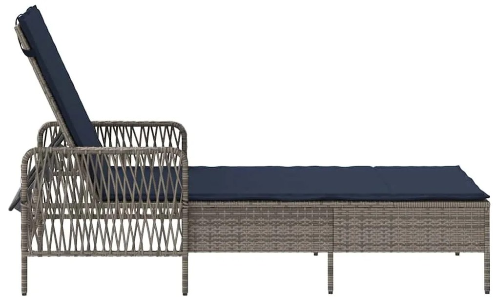 vidaXL Ξαπλώστρα με μαξιλάρι Γκρι 157 x 55 x 92 εκ. συνθετικό ρατάν