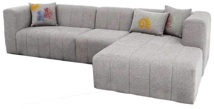 Γωνιακός καναπές Beyza pakoworld αριστερή γωνία ανοιχτό γκρι ύφασμα 299x160x73εκ