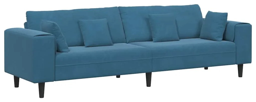 vidaXL Καναπές με μαξιλάρι Μπλε 250 x 77 x 76 εκ. Βελούδο