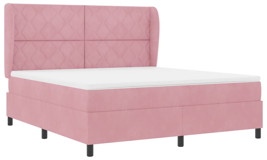 vidaXL Κρεβάτι Box Spring με Στρώμα Ροζ 180x200 εκ Βελούδο