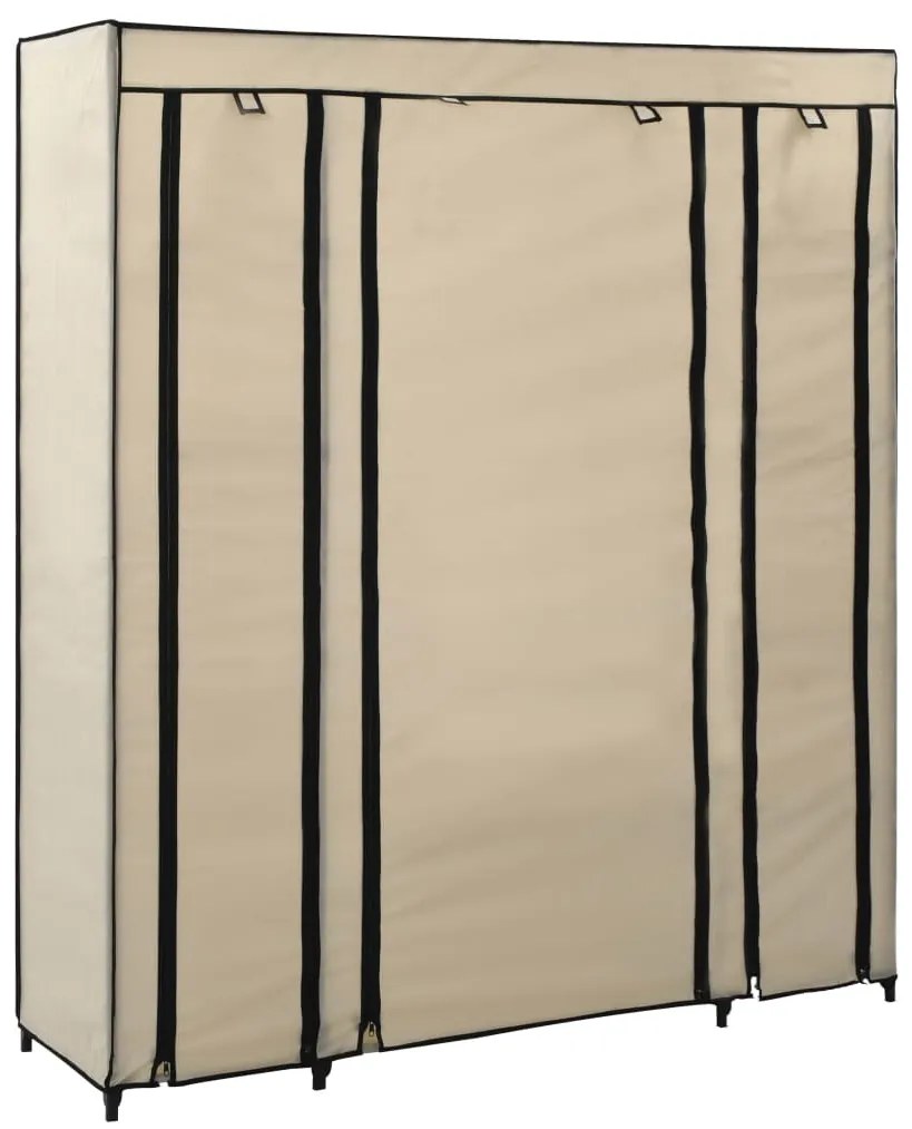 vidaXL Ντουλάπα με Ράφια / Σωλήνες Κρεμ 150x45x176 εκ. Υφασμάτινη