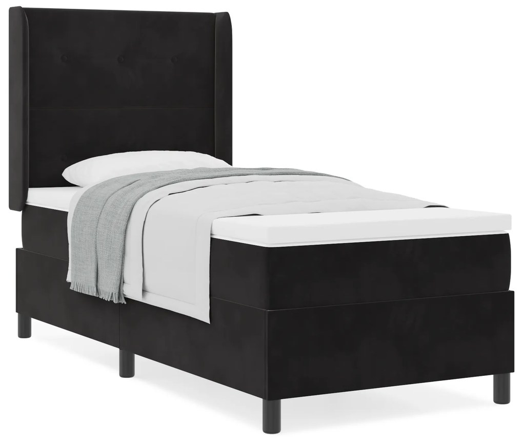 vidaXL Box Spring Bed με Ματress Μαύρο 90x200 εκ Βελούδο