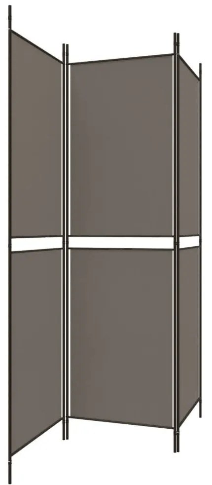 Διαχωριστικό Δωματίου με 3 Πάνελ Ανθρακί 150x220 εκ. από Ύφασμα - Ανθρακί
