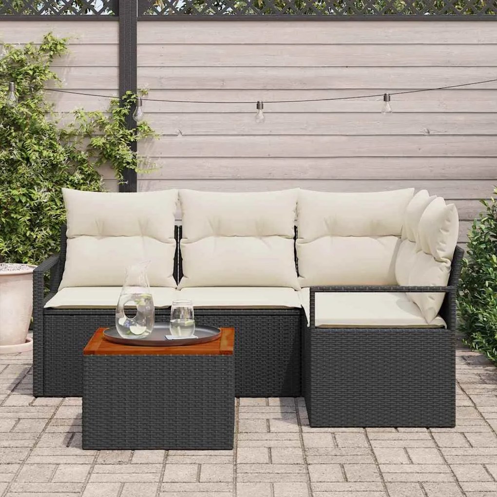vidaXL Σετ Καναπέ Κήπου 5 pcs Μαύρος, λευκός