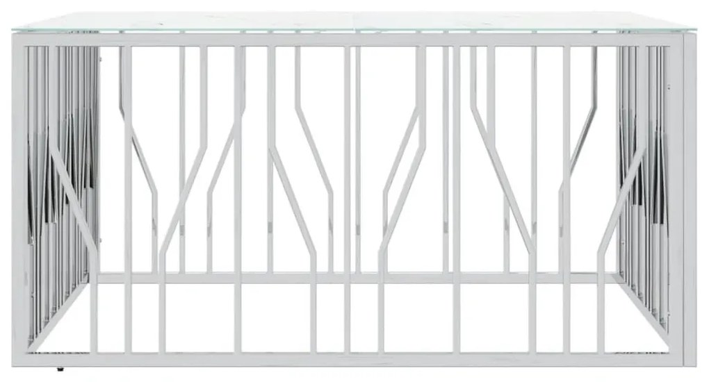 Τραπέζι Σαλονιού Ασημί 100x100x50 εκ. Ανοξείδωτο Ατσάλι &amp; Γυαλί - Ασήμι