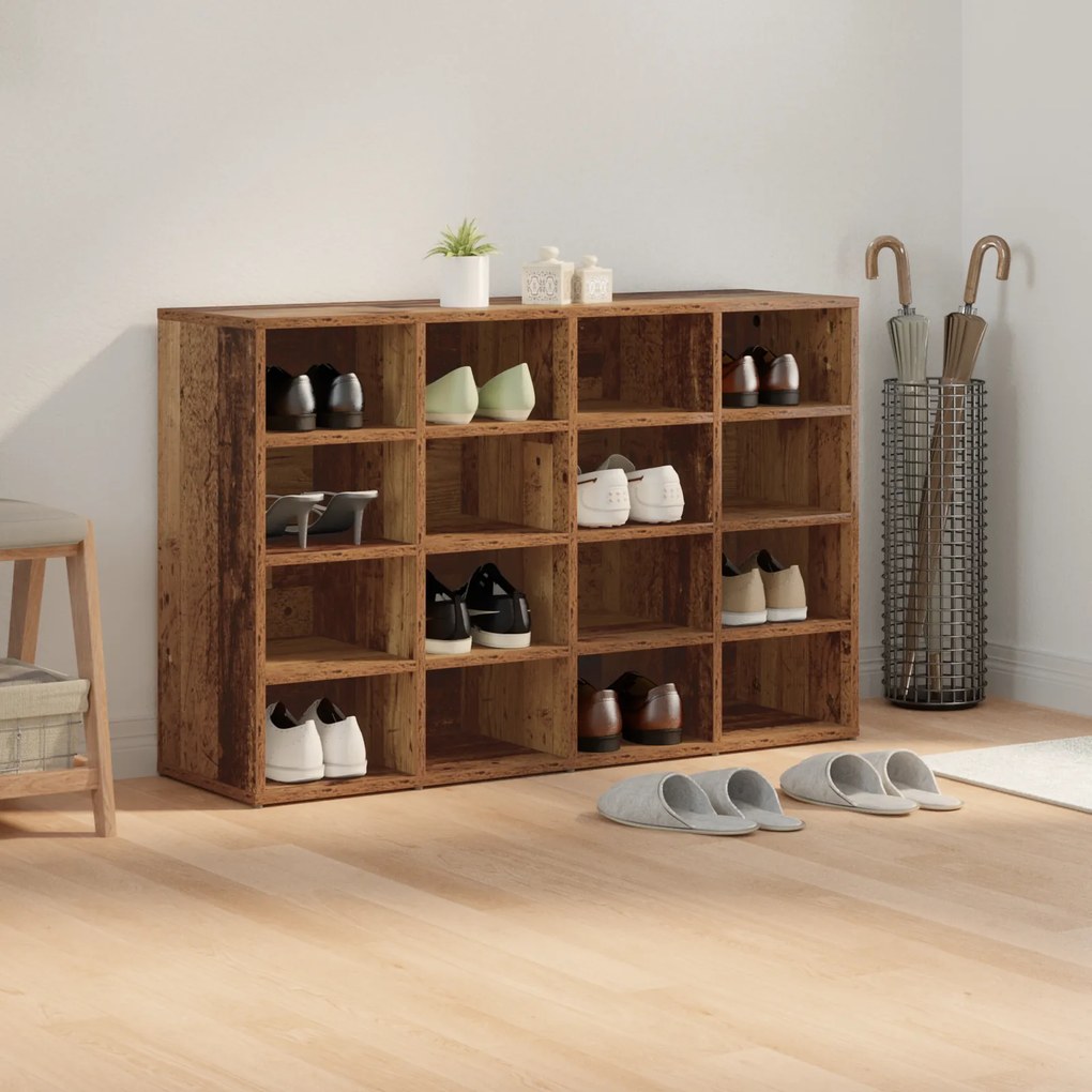 vidaXL Ντουλάπα Παπουτσιών Παλαιό ξύλο 103x30x51 εκ Επεξεργασμένο ξύλο