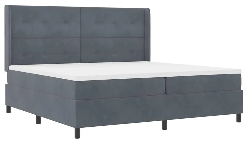 vidaXL Κρεβάτι Box Spring LED με Στρώμα Σκούρο Γκρι 200 x 200 cm