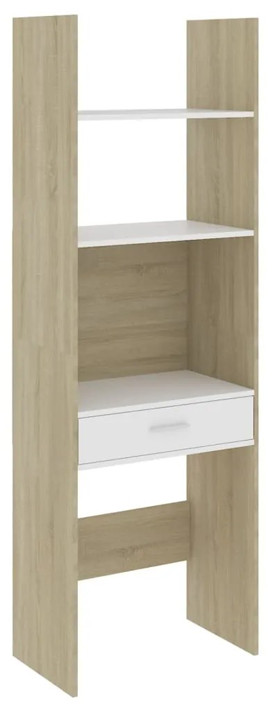 vidaXL Βιβλιοθήκη Λευκό/Sonoma Δρυς 60 x 35 x 180 εκ. από Μοριοσανίδα