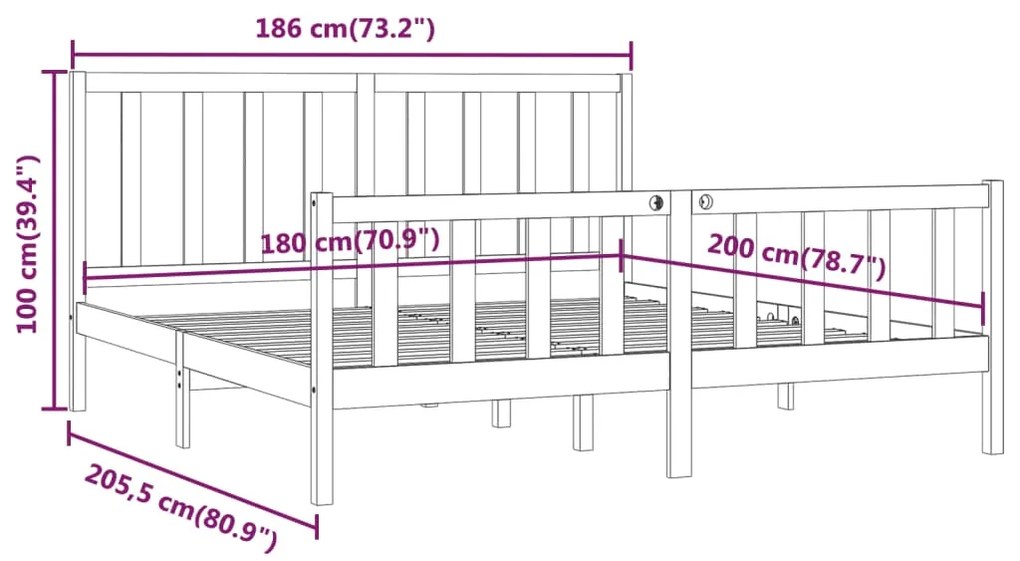 ΠΛΑΙΣΙΟ ΚΡΕΒΑΤΙΟΥ ΜΑΥΡΟ 180 X 200 ΕΚ ΞΥΛΟ ΠΕΥΚΟΥ 6FT SUPER KING 3106852