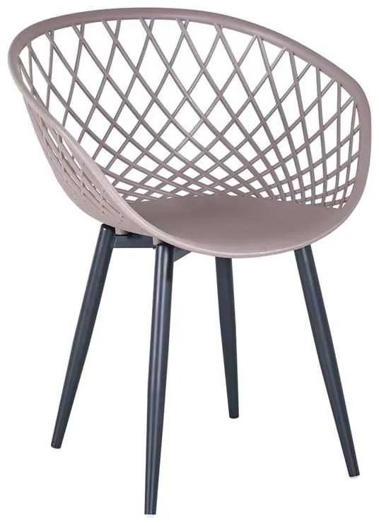 REX Πολυθρόνα Μέταλλο Βαφή Μαύρο, PP-UV Sand Beige (εκτός συσκευασίας)