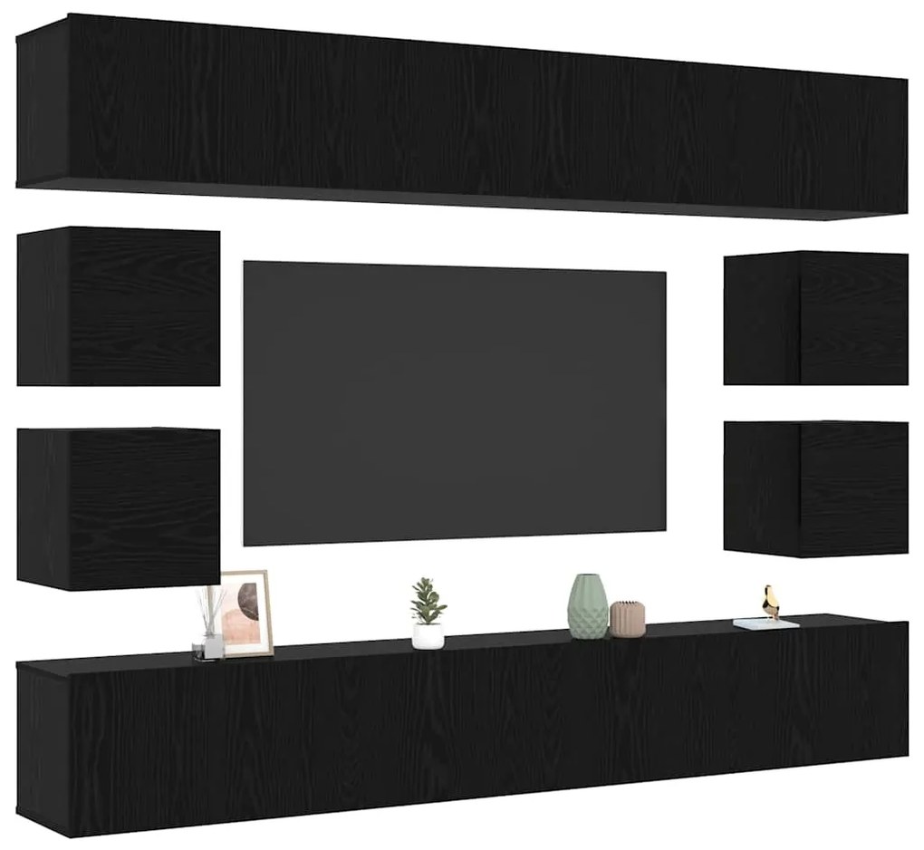vidaXL Σετ επίπλου τηλεόρασης 8 pcs Μαύρη δρυς 100 x 30 x 30 cm