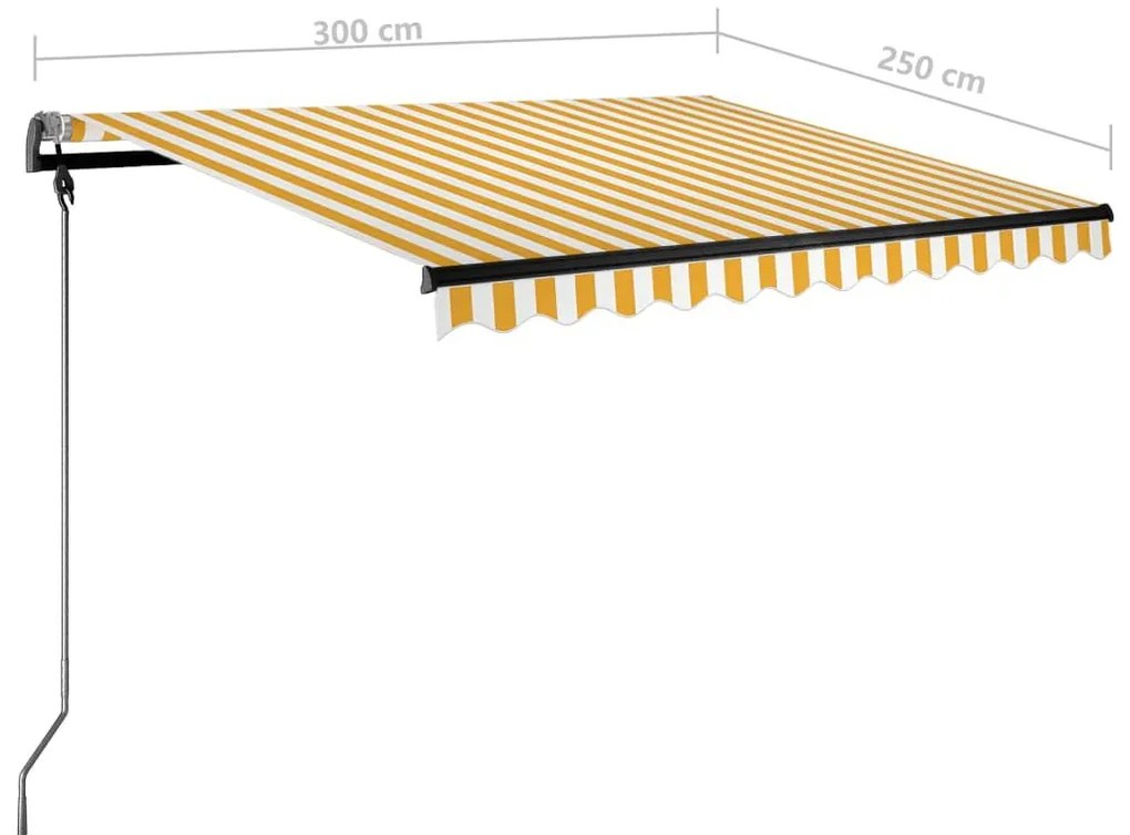 Τέντα Αυτόματη Ανεξάρτητη Κίτρινο / Λευκό 300x250 εκ. - Κίτρινο