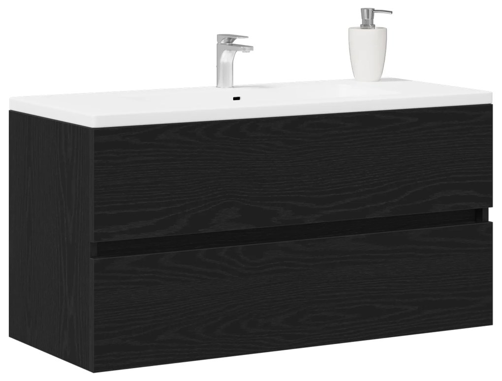 vidaXL Ντουλάπι Νιπτήρα Μαύρη Δρυς 90x38,5x45 εκ. Επεξεργασμένο Ξύλο
