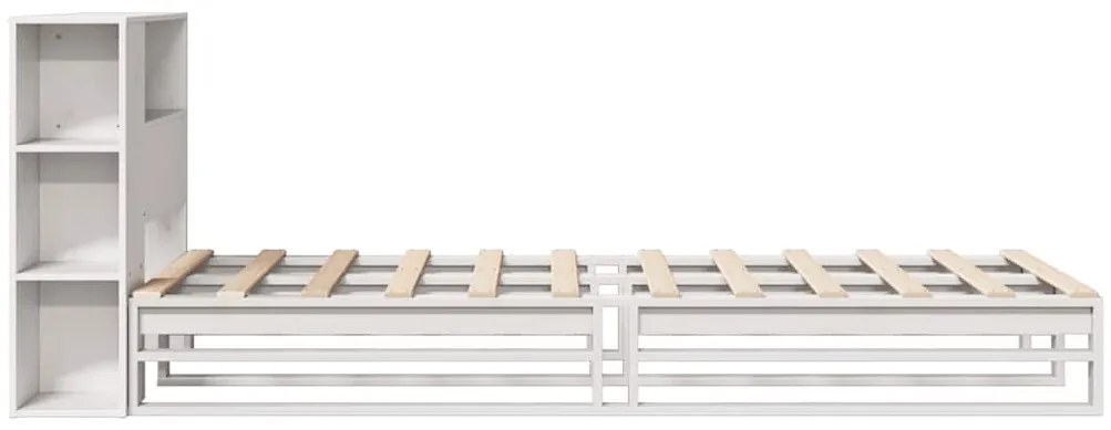 vidaXL Κρεβάτι Βιβλιοθήκη Χωρίς Στρώμα Λευκό 90x200 εκ Μασίφ Πεύκο