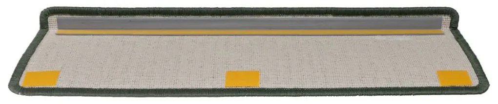 vidaXL Πατάκια Σκαλοπατιών 15 τεμ. 65x21x4 εκ. Σκούρο Πράσινο με Ορθογώνια Άκρη