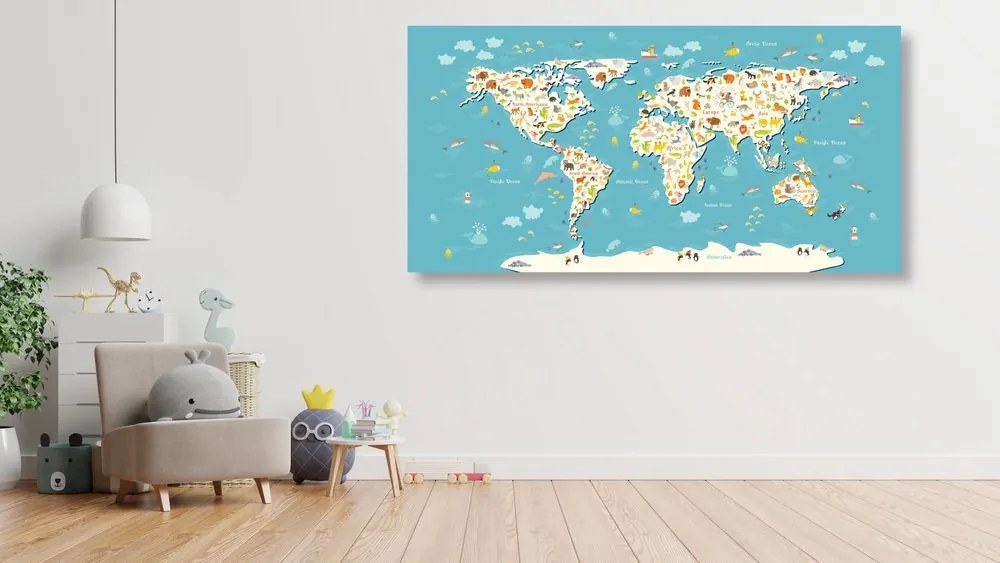 Εικόνα στο χάρτη μωρών από φελλό με ζώα - 120x60  color mix