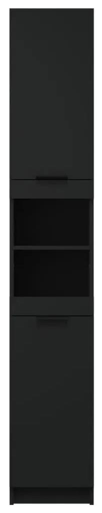 Ντουλάπι Μπάνιου Μαύρο 32 x 34 x 188,5 εκ. Επεξεργασμένο Ξύλο - Μαύρο