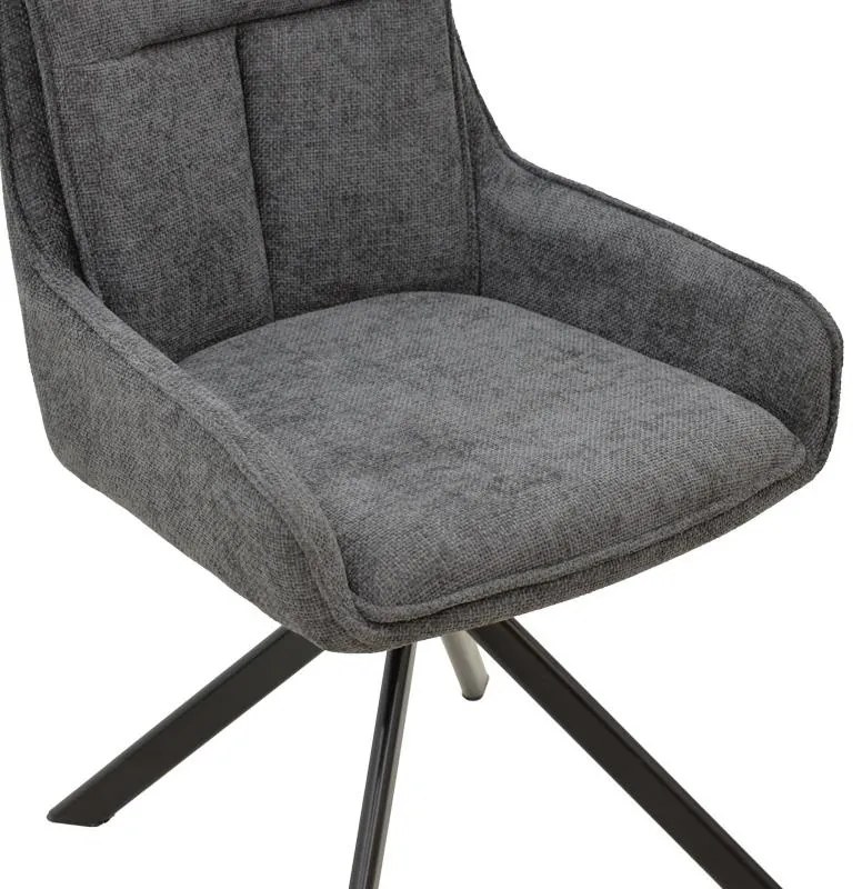 Καρέκλα Konelian Περιστρεφόμενη σε Ανθρακί ύφασμα με Μαύρο Μεταλλικό Πόδι 54x63x88εκ. 2αδα 54x63x88 εκ.