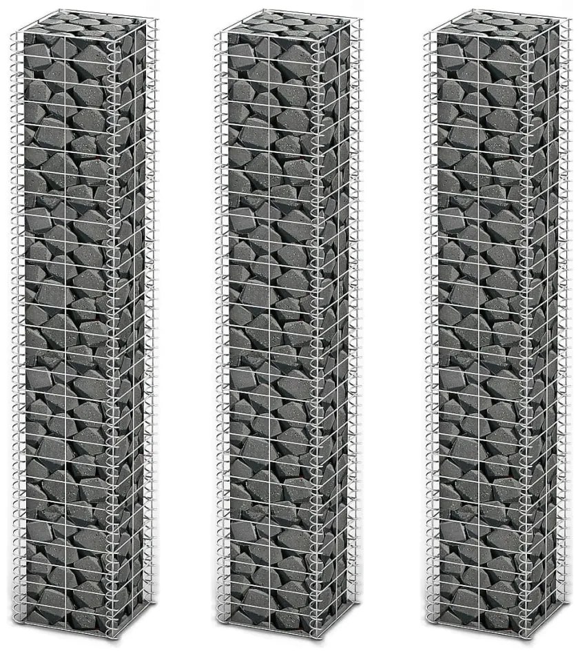 Συρματοκιβώτια Σετ 3 τεμ. 25 x 25 x 150 εκ. Γαλβανισμένο Σύρμα