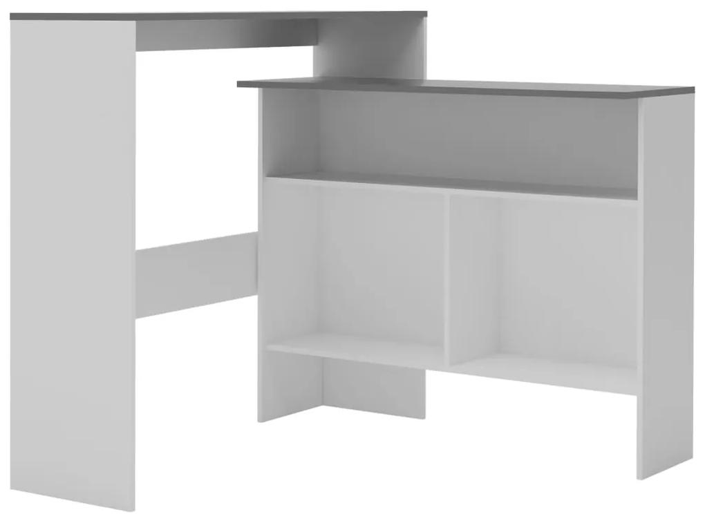 vidaXL Τραπέζι Μπαρ με 2 Επιφάνειες Λευκό / Γκρι 130 x 40 x 120 εκ.