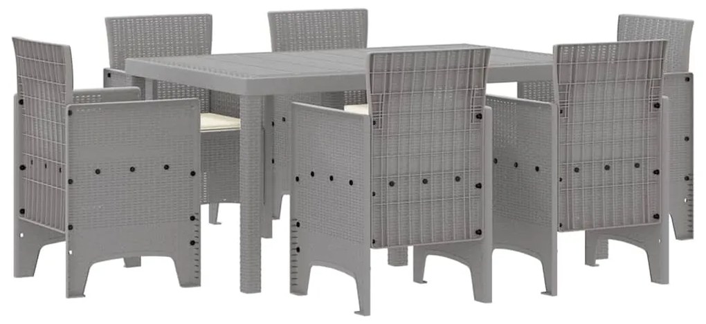 vidaXL Σέτ φαγητού για κήπο 7 pcs Ανοιχτό γκρι Rattan Polt