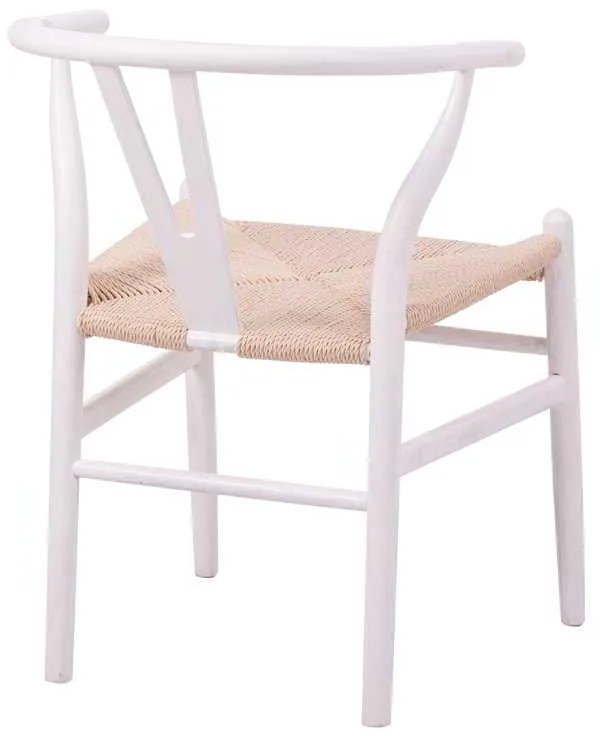 Καρέκλα Wishbone pakoworld rubberwood-σχοινί σε λευκή απόχρωση 53.5x57x74εκ
