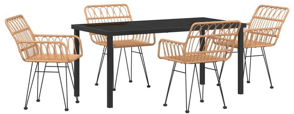 vidaXL Σετ 5 Τεμαχίων Καθιστικού Κήπου Brown Poly Rattan