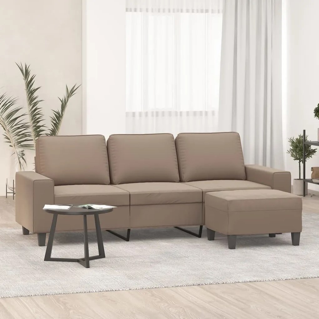 vidaXL Καναπές Τριθέσιος Taupe 180 εκ. από Μικροΐνες με Υποπόδιο