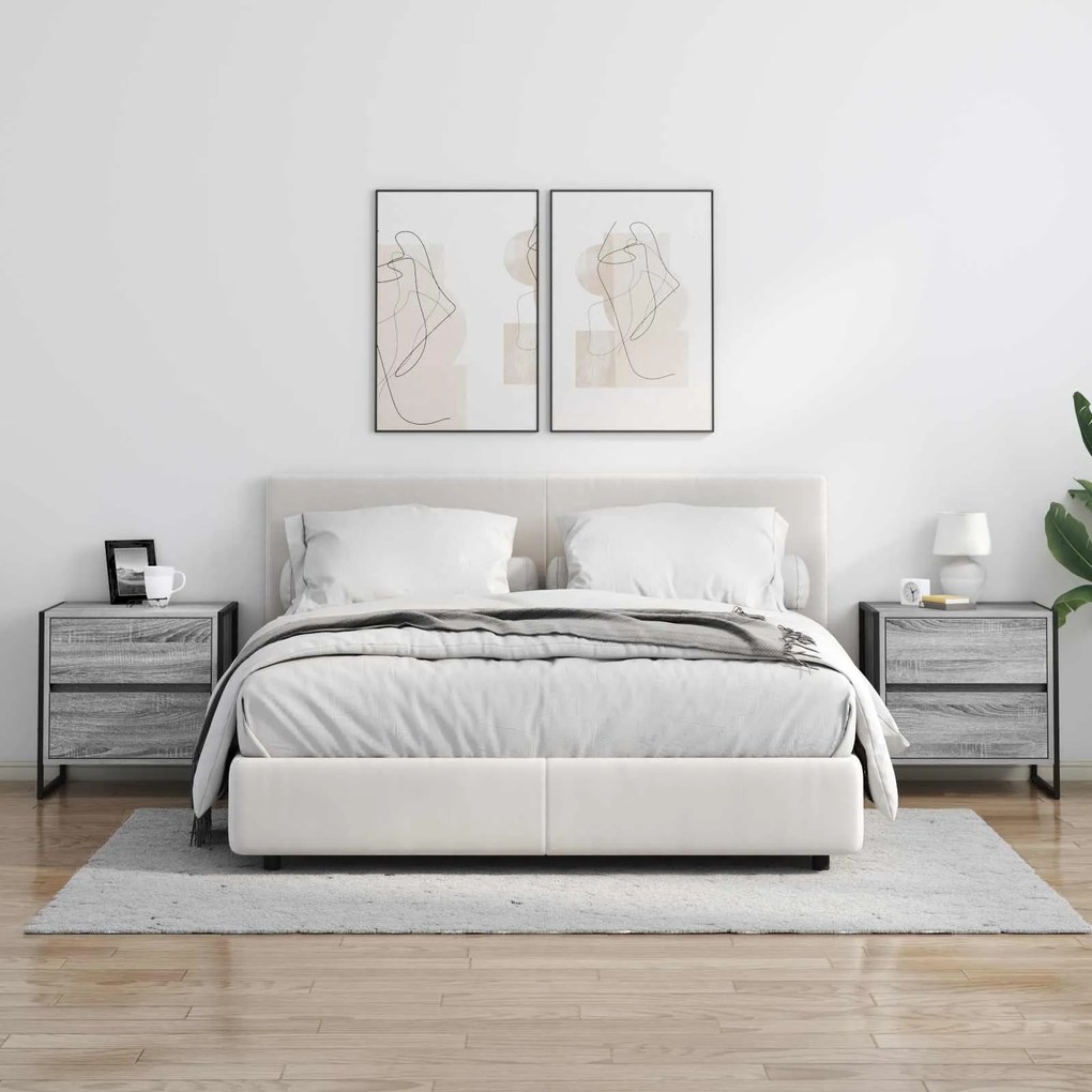 vidaXL Κομοδίνο Γκρίζο Σονομα 50 x 39.5 x 50 εκ. Επεξεργασμένο ξύλο