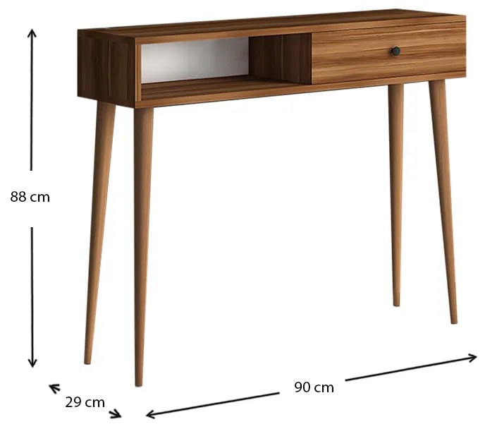 Κονσόλα μελαμίνης Napoli Megapap χρώμα καρυδί 90x29x88εκ. - GP022-0070,3 - GP022-0070,3