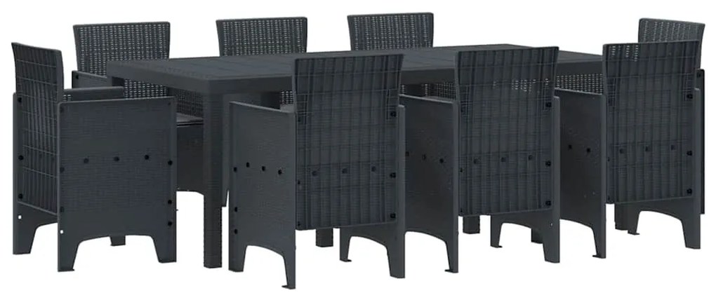 vidaXL Σέτ φαγητού για κήπο 9 pcs Ανθρακί Rattan Polt