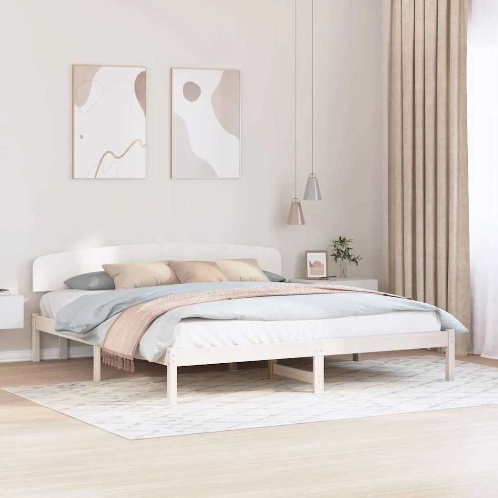 vidaXL Σκελετός Κρεβατιού Λευκό 180 x 200 cm Μασίφ ξύλο πεύκου
