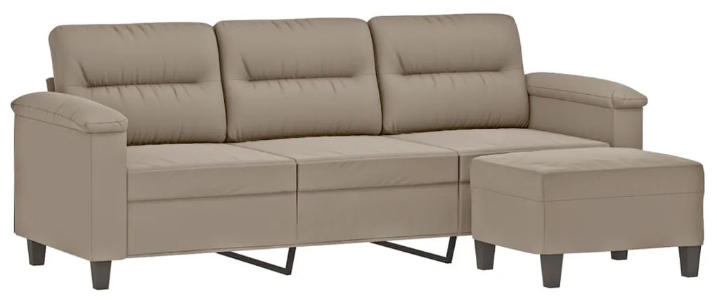 vidaXL Καναπές Τριθέσιος Taupe 180 εκ. από Μικροΐνες με Υποπόδιο