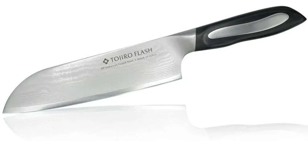 Μαχαίρι Santoku Flash FF-SA180 18cm Από Δαμασκηνό Ατσάλι Silver-Black Tojiro Stainless Steel