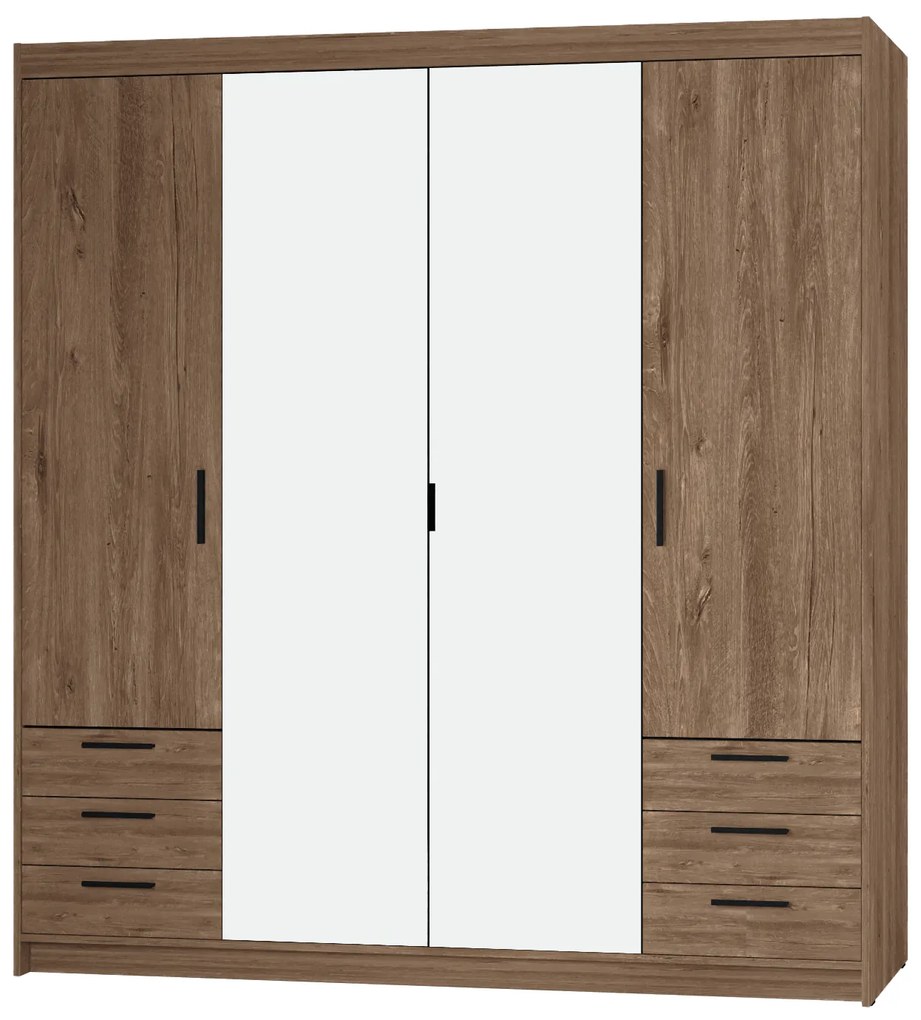 Ντουλάπα Ester 4D6S τετράφυλλη-Lefkas Oak