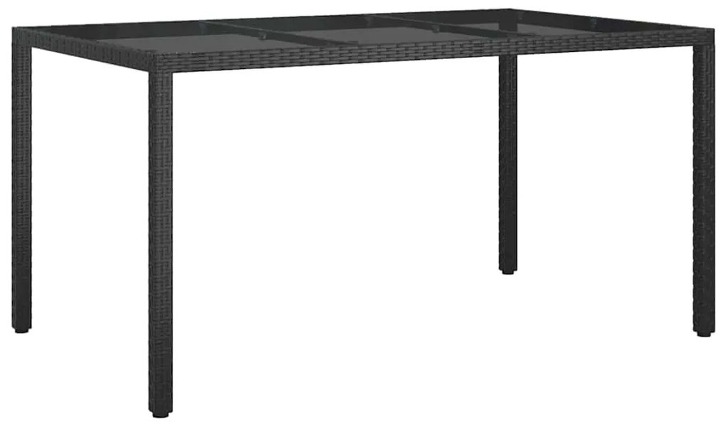 vidaXL Τραπέζι Κήπου για Φαγητό Μαύρο 150 x 90 x 75 cm Πολυ ράταν