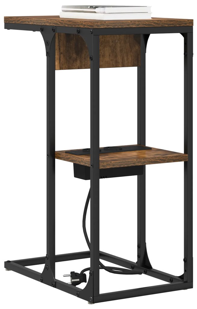 vidaXL Κομοδίνο Σοκολατί δρυς 41.5 x 26 x 60.5 εκ Επεξεργασμένο ξύλο